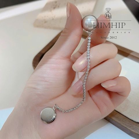 Pin Cài Tự Hít HimHip Nửa Hạt Giả Trai Phối Dây Phale Lấp Lánh 1.2cm