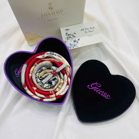 Set Quà Valentine HimHip Khăn Lụa Vuông 70x70cm & Kẹp Mái Kèm Túi Hộp Thiệp - 124