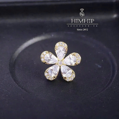 Pin Cài Áo HimHip Hoa 5 Cánh Thanh Lịch HKCC Đính Phale 1.5x1.5cm