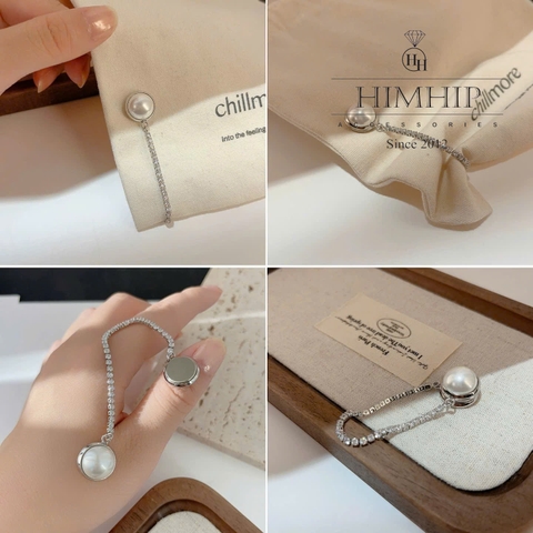 Pin Cài Tự Hít HimHip Nửa Hạt Giả Trai Phối Dây Phale Lấp Lánh 1.2cm