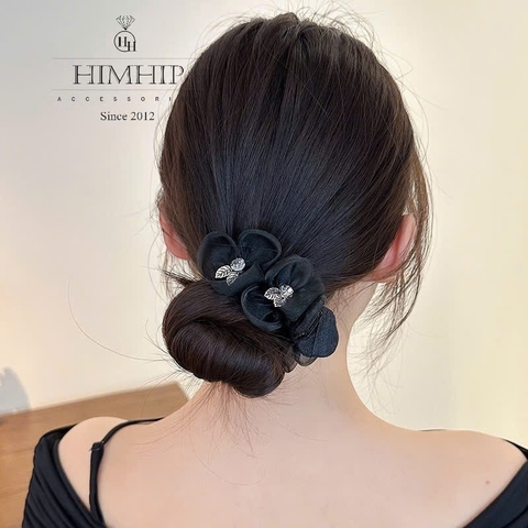 Kẹp Càng Cua HimHip Composite Hoa Trà Vải Phối Nụ Phale 8x3.5cm