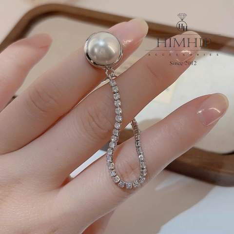 Pin Cài Tự Hít HimHip Nửa Hạt Giả Trai Phối Dây Phale Lấp Lánh 1.2cm
