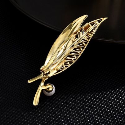 Trâm, Ghim Cài Áo HimHip Lá Đôi Sang Trọng HKCC Mix Trai 1,5*5cm