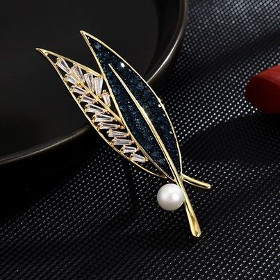 Trâm, Ghim Cài Áo HimHip Lá Đôi Sang Trọng HKCC Mix Trai 1,5*5cm