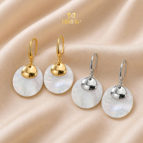 Khuyên Tai Ngắn HimHip HKCC Thủy Trung Nhật Nguyệt 2x3.7cm