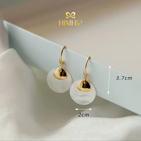 Khuyên Tai Ngắn HimHip HKCC Thủy Trung Nhật Nguyệt 2x3.7cm