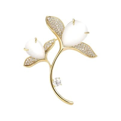 Trâm, Ghim Cài Áo HimHip Nhụy Hoa Đá Sang Trọng HKCC Đính Phale 4*5 cm