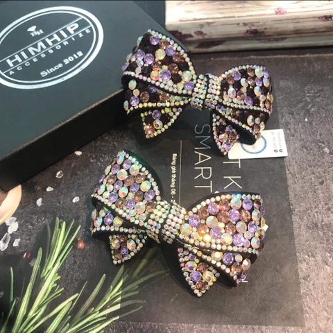 Kẹp Bấm HimHip Đính Đá Nhiều Màu Hình Nơ Thanh Lịch 9cm