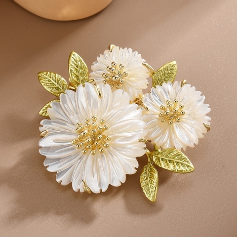 Trâm, Ghim Cài Áo HimHip 3 Hoa Cúc Hoạ Mi Thanh Lịch 3*3,5cm