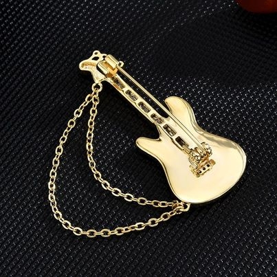 Trâm, Ghim Cài Áo HimHip Cây Đàn Guitar Xanh Sang Trọng HKCC Đính Phale 1,5*4,5cm