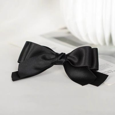 Kẹp Bối, Búi Lưới HimHip Phối Vải Trơn Nơ Đen Bản To Thanh Lịch