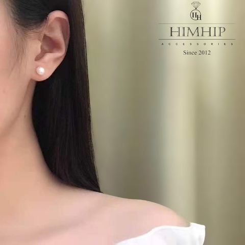 Khuyên Tai Nụ Hợp Kim Cao Cấp Mix Ngọc Trai Nước Ngọt Sang Trọng 6 ly