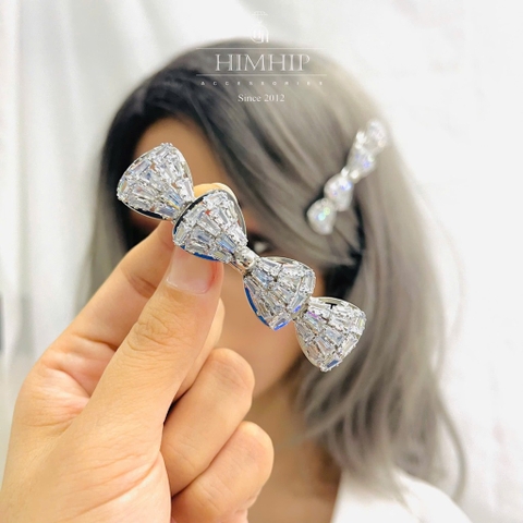 Kẹp Mái HimHip HKCC Đính Nơ Phale Lấp Lánh 6x1cm