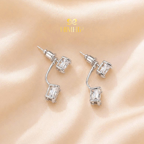Khuyên Tai Ngắn HimHip HKCC 2 Kiểu Đá Phale Oval Thanh Lịch 0.7x2.4cm