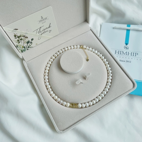 [Thiết Kế] Vòng Cổ HimHip Trai Thật 8Li Mặt Chữ CD Sang Trọng 46+4cm (không kèm hộp)