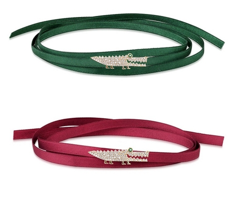 Choker HimHip Dây Vải Suông Dài Tự Thắt Mặt Cá Sấu Sang Trọng