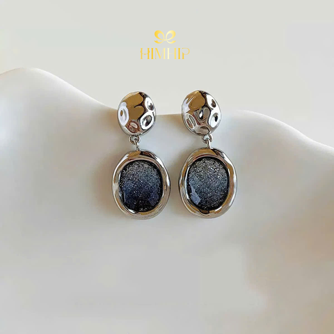 Khuyên Tai Ngắn HimHip HKCC Ánh Sương Đêm 2.5x1.6cm
