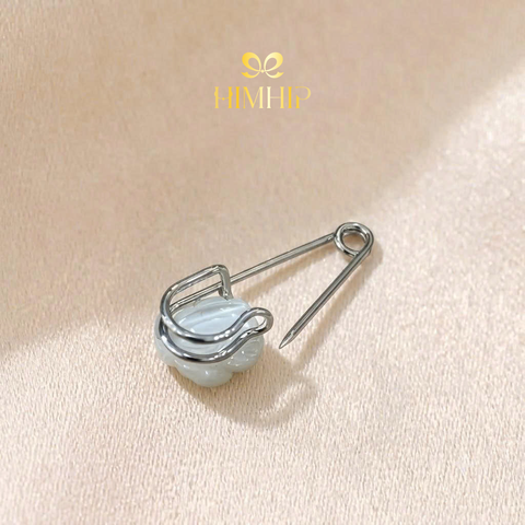 [Thiết kế] Trâm, Ghim Cài Áo Kim Băng HimHip HKCC Hoa Hồng Khảm Trai 1.2cm