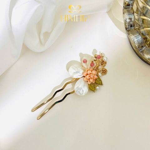 Trâm Cài Tóc HimHip HKCC Bạch Lượng Mẫu Kim Kèm Hộp Phụ Kiện Áo Dài 10*4.3cm