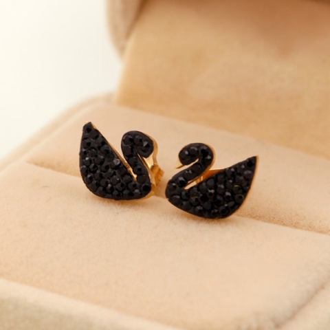 Khuyên Tai Nụ HimHip Thiên Nga Đen Sang Trọng Titan 1x1.2cm