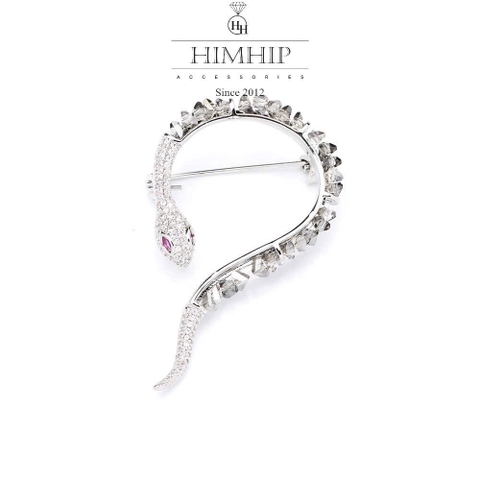 Trâm, Ghim Cài Áo Nam Nữ HimHip Rắn Đá Sang Trọng HKCC Đính Phale 3*5,5cm