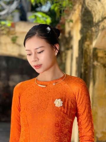 Set Trang Sức HimHip Kiềng Cổ 15cm, Cài Áo, Khuyên Tai Kèm Hộp Nhung Phụ Kiện Áo Dài