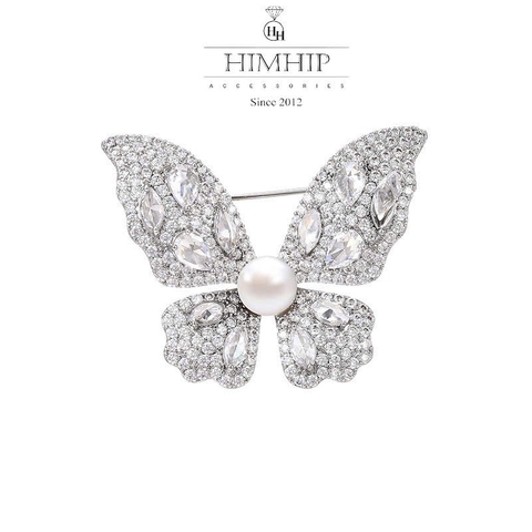 Trâm, Ghim Cài Áo HimHip Bướm Phale Trắng Thanh Lịch HKCC Mix Trai 3,5*3cm