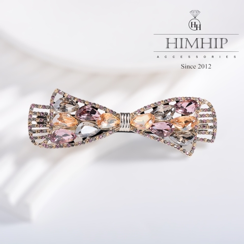 Kẹp Bấm HimHip HKCC Đính Phale Nơ Xoắn Thanh Lịch 9x3cm