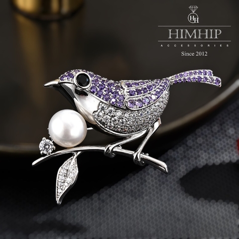 Trâm, Ghim Cài Áo HimHip Bồ Câu Tím Thanh Lịch HKCC Đính Phale 5,5*4cm