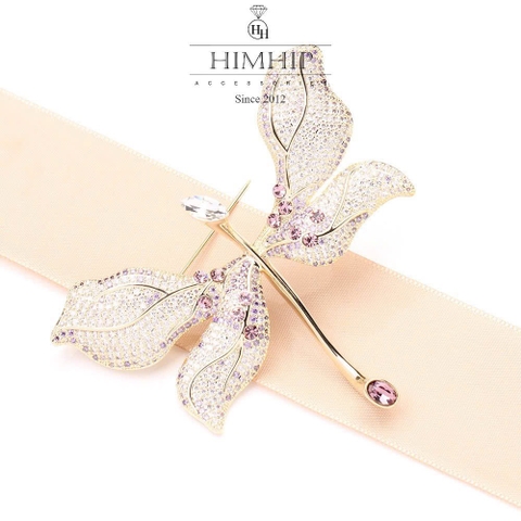 Trâm, Ghim Cài Áo HimHip Chuồn Chuồn Cánh Lá Phong Thanh Lịch HKCC Đính Phale 6,5*8cm