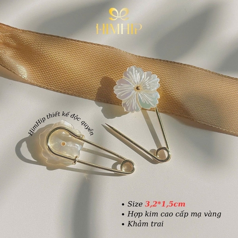 [Thiết kế] Trâm, Ghim Cài Áo Kim Băng HimHip HKCC Bạch Vân Mai 3.2x1.5cm