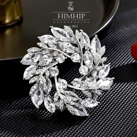 Cài Khăn Kẹp Khăn HimHip Size To Nguyệt Quế Sang Trọng HKCC Đính Phale 3.5cm