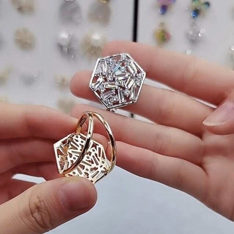 Cài Khăn 4 Chấu HimHip Size To Mặt Lục Giác Sang Trọng HKCC Đính Phale 2.2cm