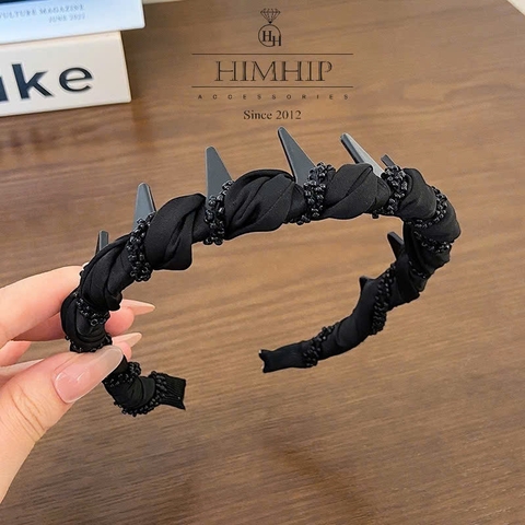 Bờm HimHip Composite Xoắn Vải Phối Xoắn Hạt 4cm