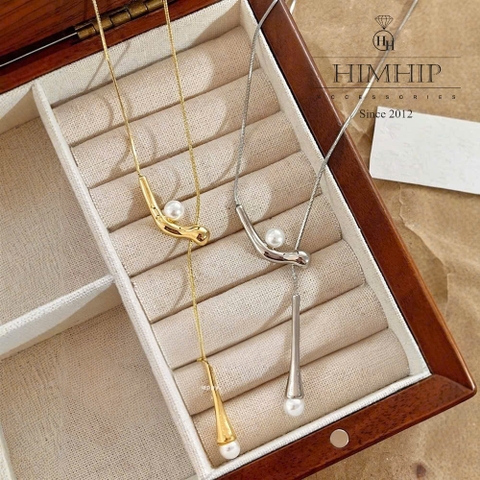 Vòng Cổ HimHip Titan Dây Rút Sợi Mì Khóa V Phối Hạt Giả Trai 74cm Kèm Hộp Phụ Kiện