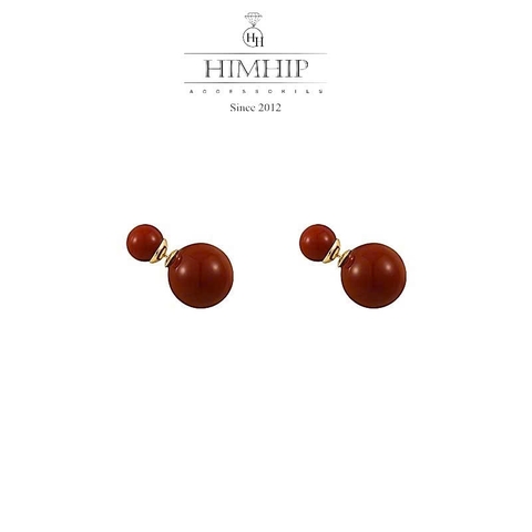 Khuyên Tai Nụ HimHip Hạt Tròn To Nhỏ 2 Kiểu Sang Trọng HKCC Mix Hạt Giả Trai 2x0.5cm