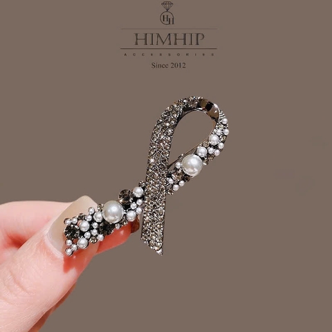 Kẹp Mái HimHip HKCC Uốn Sóng Giả Trai Phối Phale Lấp Lánh 6x3cm