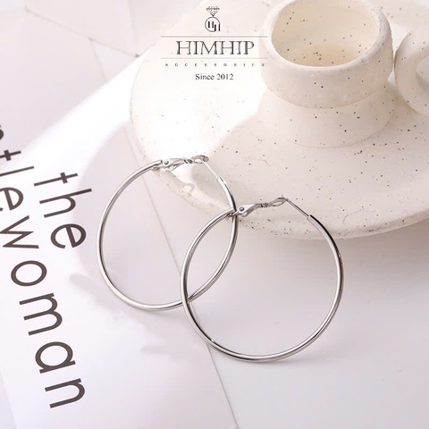 Khuyên Tai Dài/Ngắn HimHip TiTan Dáng Vòng Đơn Giản