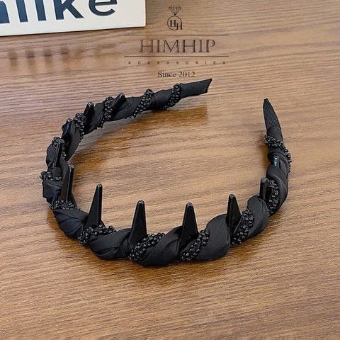 Bờm HimHip Composite Xoắn Vải Phối Xoắn Hạt 4cm