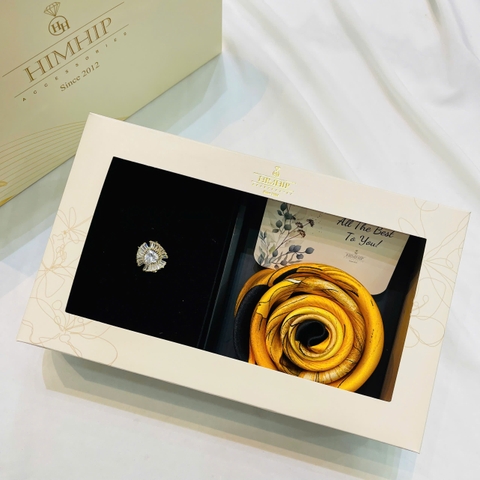 Set Quà HimHip Khăn Lụa Cao Cấp 53*53cm & Cài Áo Kèm Túi Hộp Thiệp - 1140