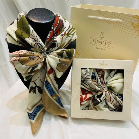 Set Quà HimHip Khăn Viscose  90x90cm & Cài Khăn Kèm Túi Hộp Thiệp - 453