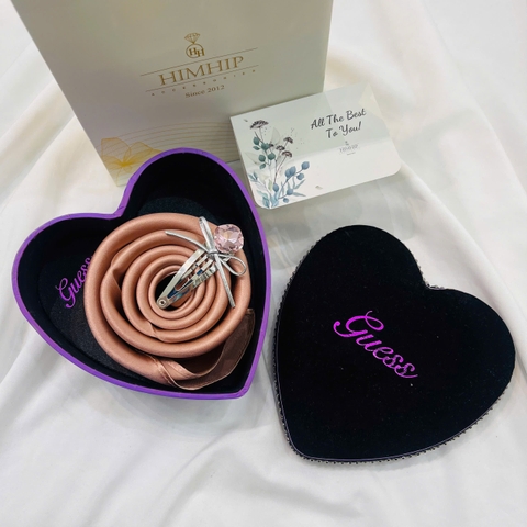 Set Quà Valentine HimHip Khăn Lụa Vuông Cao Cấp 53x53cm & Kẹp Mái Kèm Túi Hộp Thiệp - 125