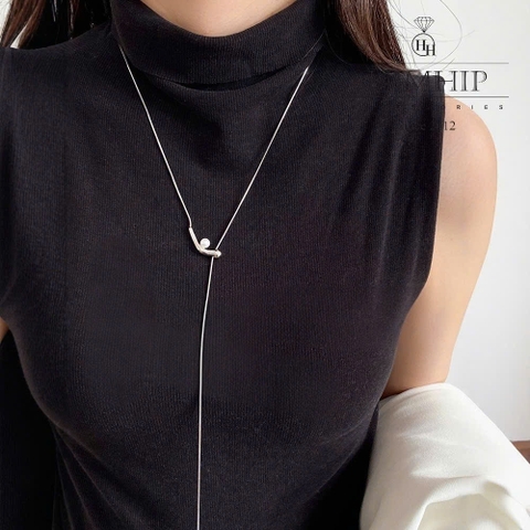 Vòng Cổ HimHip Titan Dây Rút Sợi Mì Khóa V Phối Hạt Giả Trai 74cm Kèm Hộp Phụ Kiện