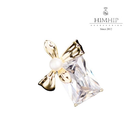 Pin Cài Cúc HimHip HKCC Hộp Quà Phale Nơ Nhỏ Gắn Nụ Trai Thật 1.9x2.4cm