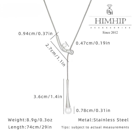 Vòng Cổ HimHip Titan Dây Rút Sợi Mì Khóa V Phối Hạt Giả Trai 74cm Kèm Hộp Phụ Kiện