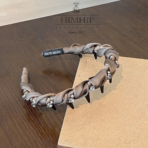 Bờm HimHip Composite Xoắn Vải Phối Đá Phale Lấp Lánh 4cm