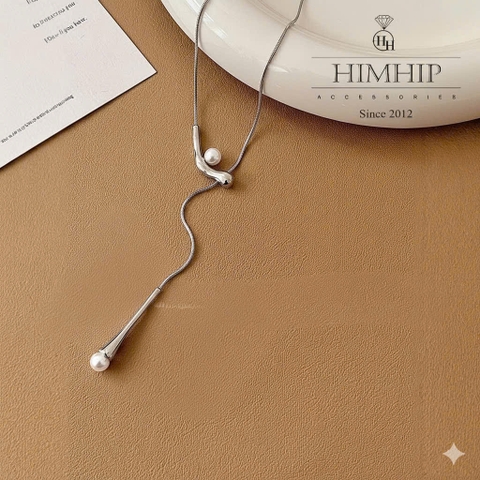 Vòng Cổ HimHip Titan Dây Rút Sợi Mì Khóa V Phối Hạt Giả Trai 74cm Kèm Hộp Phụ Kiện