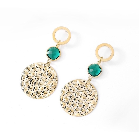 Khuyên Tai Bản To HimHip Mặt Tròn Dập Sóng Sang Trọng HKCC Đính Phale 3x7.3cm