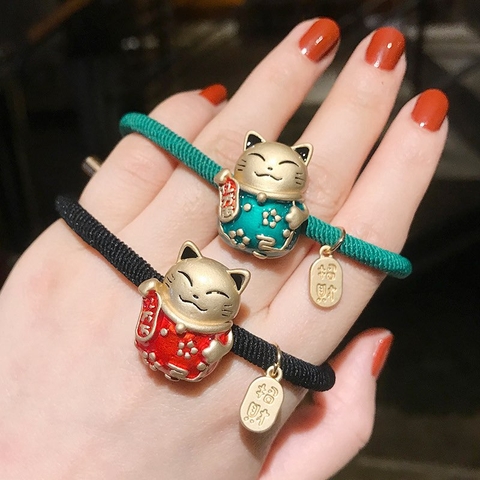 Dây Cột Tóc HimHip Charm Mèo Thần Tài Đáng Yêu 2x2.5cm