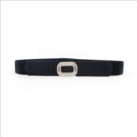 Dây Lưng HimHip Da PU Phối Chun Mặt Vuông Đá Sang Trọng 3x67cm